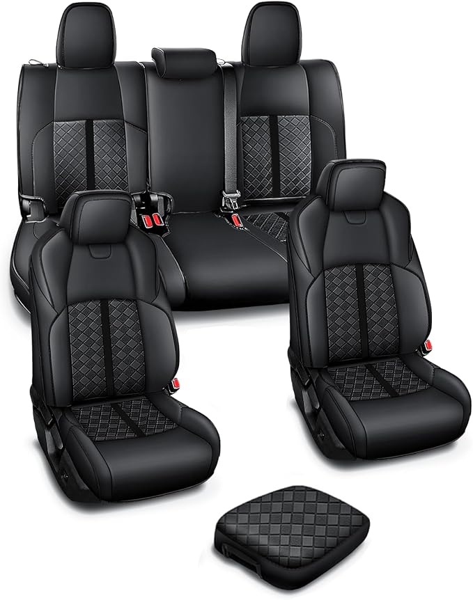 Leather Seat Covers Custom Fit for Tacoma Gen 4th (2024-2026) Double Cab | Custom Fit for SR, SR5, TRD PreRunner, TRD Sport, TRD Off-Road, Limited, Trailhunter - Fully Covered - Fit Like a Glove