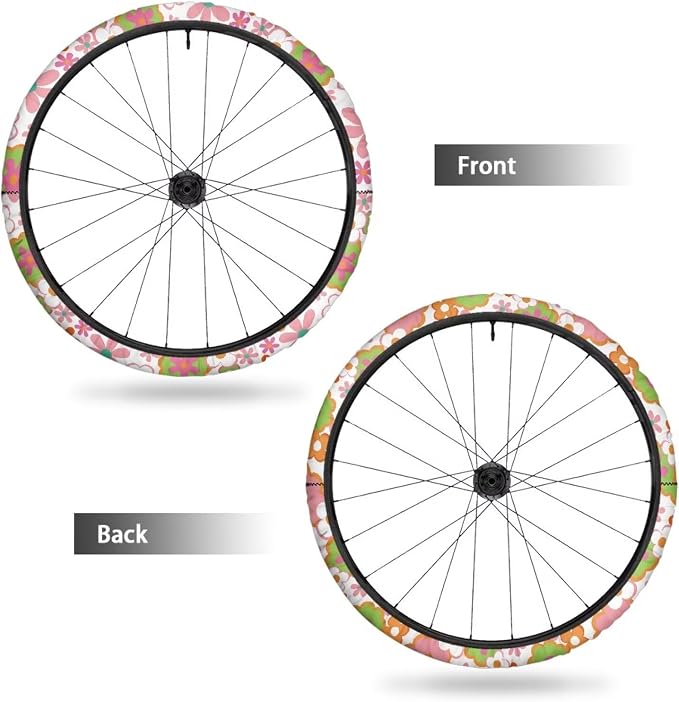 Hippie Flowers Wheelchair Wheel Covers for Holiday Wheelchair Tire Cover Wear-Resistant Non-Slip for Home
