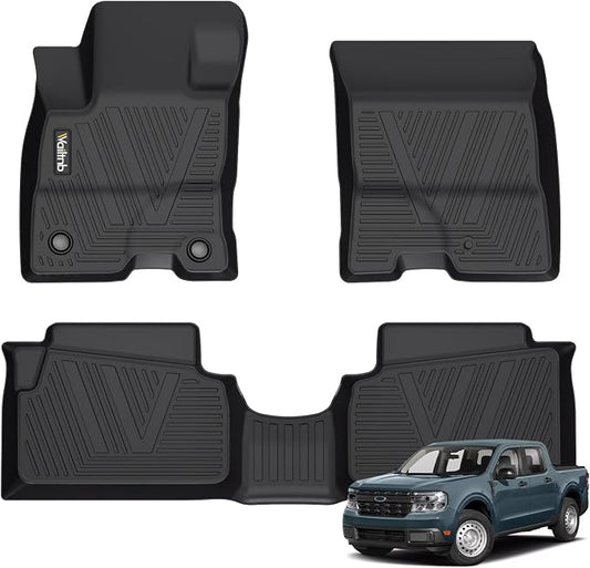 All Weather Floor Mats Custom for Ford Maverick Hybrid 2026 2025 2023 2022 Protection TPE Rubber Waterproof Non-Slip Durable Floor Liners Fits Front& 2nd Row Full Set Black Accessories