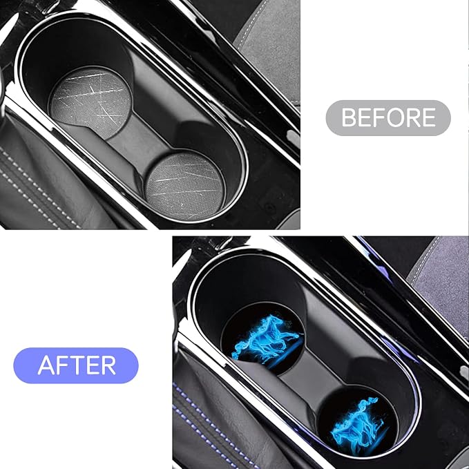 2-Pack 2.75" Silicone Car Cup Holder Coaster Insert, Non-Slip Car Coasters, Universal Fit for Car SUV Truck Auto, Easy to Clean Cup Pad (Blue-Horse)