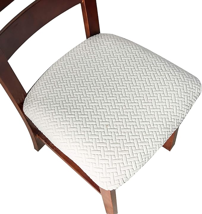 Genina Seat Covers for Dining Room Chair Seat Slipcovers Kitchen Chair Covers (White, 4 Pcs)