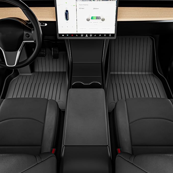 YITAMOTOR Floor Mats Fit for 2024 2025 2026 Tesla Model 3 Highland, 6PCS Full Cover Car Mats with Front/Rear/Cargo Liners, TPE All-Weather Custom Fit Anti-Slip Interior Accessories