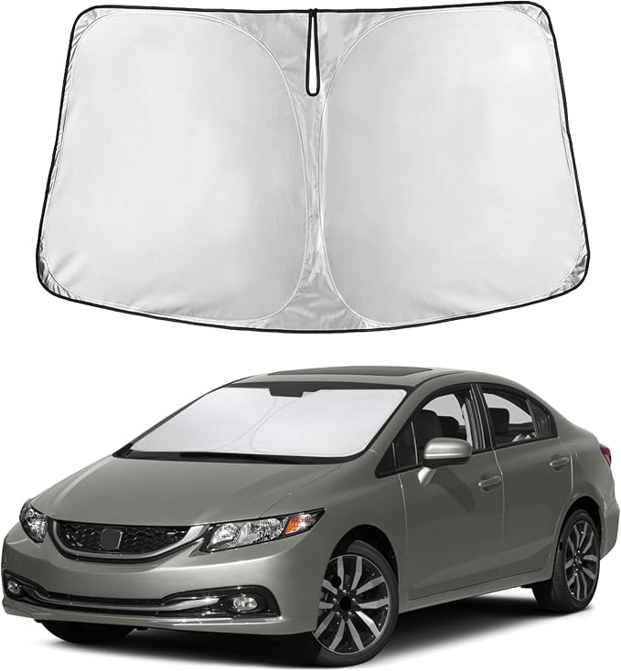 EcoNour Windshield Sunshade Compatible for Honda Civic 2012–2013 2014 2015, Sun Visor for Front Windshield & Window Sunshade Cover, UV Heat Blocker & Protector, Car Accessories