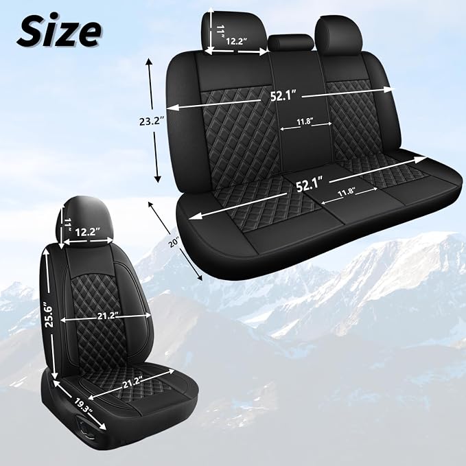 HChengkikz Front Car Seat Cover, Waterproof Nappa Leather (Black) | Breathable, Airbag compatible, Easy to Install, Universal Fit for Most Cars, Sedans, SUVs, Vans, Trucks