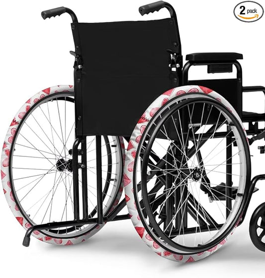 Love Heart Wheelchair Decorations Valentine's Day Neoprene Wheelchair Wheel Covers Comfortable Accessories Tyre Covers