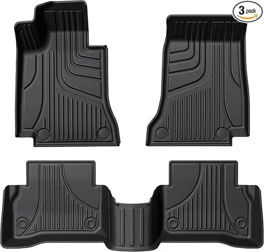 Floor Mats Fit for Mercedes-Benz C-Class C300 C43 AMG 2015-2021 Sedan Only | AOMSAZTO All Weather Custom Fit Floor Liners for 1st and 2nd Row, Black