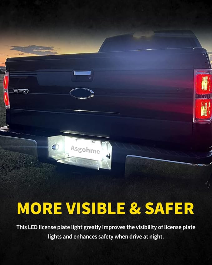 LED License Plate Lights Bright White Rear Bumper Tag Lamp Assembly Replacement Compatible with Ford F150 F250 F350 Super Duty Bronco Ranger Explorer Excursion Truck Pickup, Pack of 2