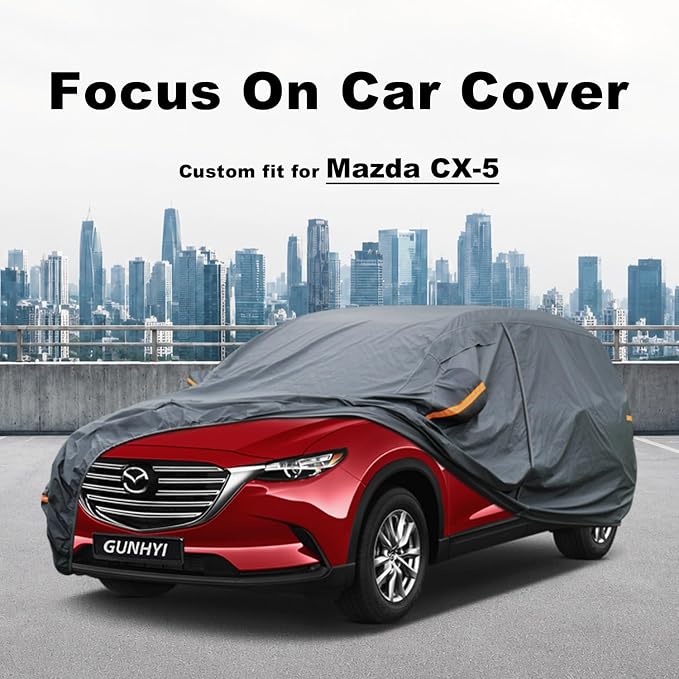 GUNHYI Premium Car Cover Custom Fit Mazda CX-5 CX5 (2012-2026), 16 Layers Heavy Duty Car Cover Waterproof All Weather with Zipper Door for Sun Rain Snow Dust Uv Protection