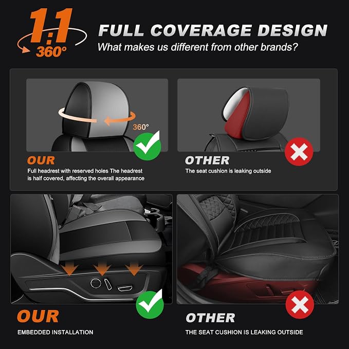 AOMSAZTO Truck Seat Covers for Chevy Silverado/GMC Sierra 1500 (2007-2013) 2500HD/3500HD (2007-2014) - Black/Light Gray Faux Leather Car Seat Cover Full Set(Rear 40/60 Split for Crew Cab)