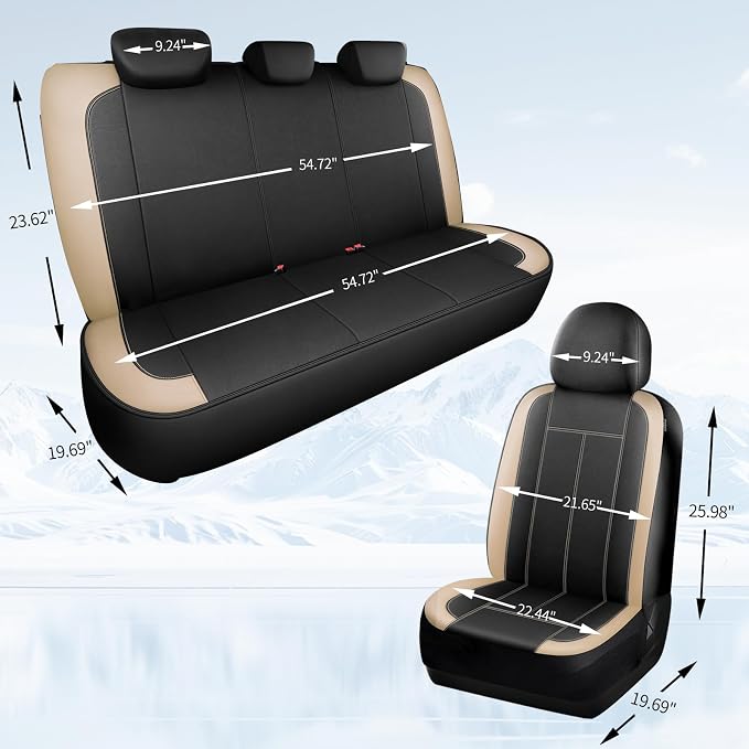 HChengkikz Full Set Neoprene Waterproof Car Seat Covers, Seat Protectors | Water Resistant Seat Protectors, Airbag Compatible, Universal Fit for Sedans, SUVs, Trucks, Vans