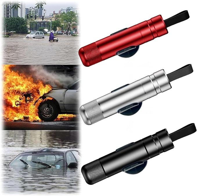 3 Packs SafeHammer Window Breaker Seatbelt Cutter, 2026 Upgraded Safe Hammer Glass Breaker Under Water, Car Emergency 2-in-1 Escape Tool with Base