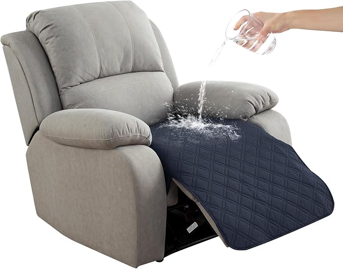 Genina Waterproof Recliner Chair Covers, Recliner Cover for Dog Pets Friendly, Washable Antislip Reclining Chair Cover Furniture Protector, Sofa Slipcover for Living Room(23.6inch/Navy Blue)
