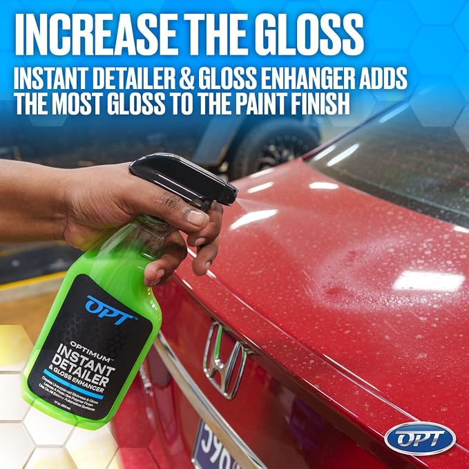 Optimum Instant Detailer and Gloss Enhancer - Auto Detailing Quick Detailer Spray for Gloss and Shine, Safe for Cars, Trucks, Motorcycles, RVs (17 Oz)