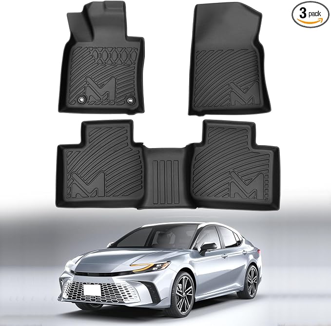 Floor Mats & Floor Liners Custom for 2025-2026 Toyota Camry(Include Hybrid), TPE Automotive All Weather Cover Protection Waterproof Black Front & Rear Row Full Set Car Mats, 3PCS