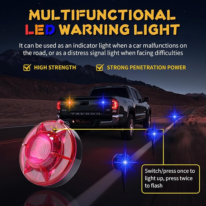 Tumecos Emergency Flare Alert Warning Signal Caution Light LED Beacon Pro with Magnetic Base for Vehicle (Yellow 4)