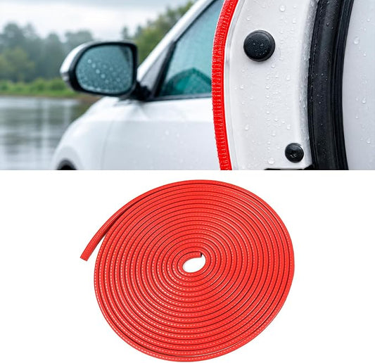 16.4 Ft Rubber Car Door Edge Guards, U Shape Edge Trim, Red | Flexible profile, cut to fit, parking ding shield, push on setup, fits most sedans SUVs trucks, automotive accessories