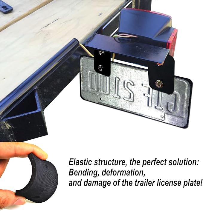 Aootf Trailer License Plate Holder Bracket, Rubber Holder with Carbon Frame | Truck/RVs/Boats/Jet Ski Tag Holder, Black Screw Caps