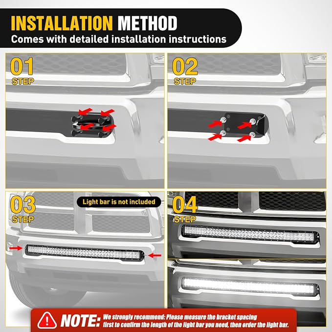 Nilight Front Lower Hidden Bumper Mounting Brackets for 40inch Single Double Row Curved LED Light Bar Compatible with 2010-2020 Dodge Ram 2500 3500