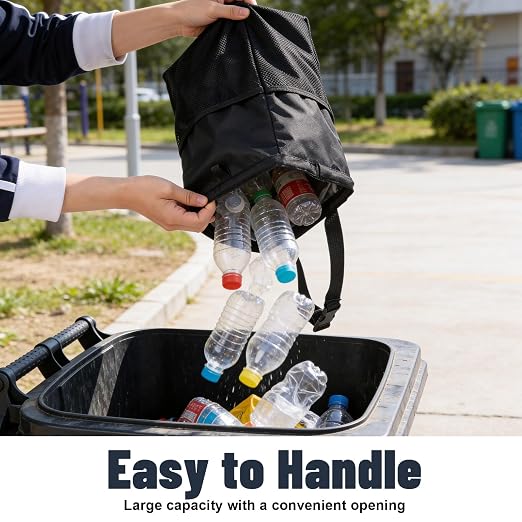 3.5 Gallon Car Trash Can, Auto Garbage Bag Leak-Proof | with Hook and Loop Lid and Handle, Waterproof, Portable Hanging, Large Capacity Waste Bin, for SUV