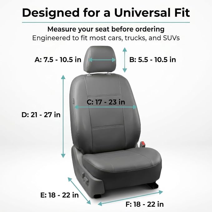 FH Group Car Seat Covers PU Leather Automotive Seat Covers Front Set, Gray Seat Covers Pair Set with Gift Universal Fit Interior Accessories for Cars Trucks and SUVs