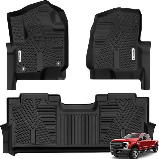 YITAMOTOR Floor Mats Fit for Ford F250/F350/F450/F550 2017-2026 Super Duty Crew Cab | Front Bucket Seat | Rear W/Fold-Flat Storage | Carpet Floor, 1st & 2nd Row TPE All Weather Protection | Super Duty| Front Bucket Seat| Rear W/Fold-Flat Storage| Carpe...
