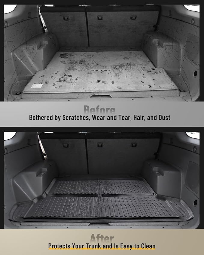 Car Floor Mats for Toyota 4Runner: 2003-2009 (4th Gen) Cargo Trunk Liner, All Weather Accessories Rubber Carpet Custom Fit for Toyota 4 Runner 2003 2004 2005 2006 2007 2008 2009 SUV (Only 5 Seat Model