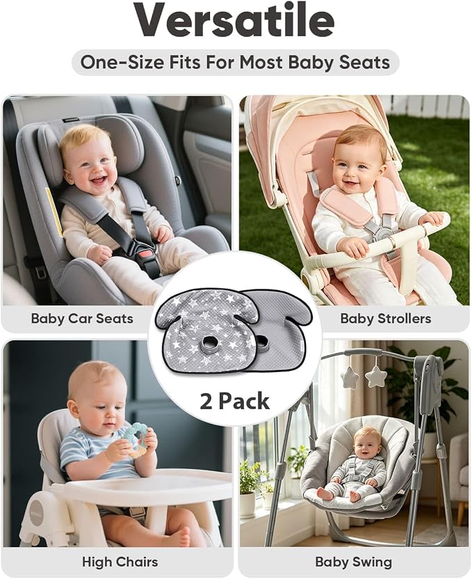 2 Pack Waterproof Baby Piddle Pads Carseat Potty Training Car Seat Protector, Waterproof Infant Car Seat Liner Cover to Prevent Pee, Leakproof and Washable (Gray Star)