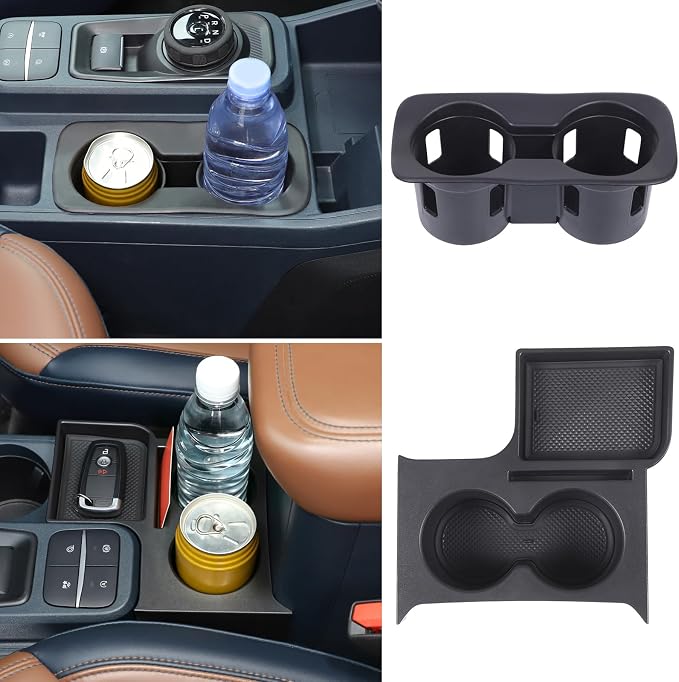 Center Console Cup Holder Organizer Kit Compatible with Ford Maverick 2022+ | Front Seat Armrest Storage Box Dual Cup Holder Coaster Insert Tray Drink Holder Interior Accessories for Maverick 2022-2026