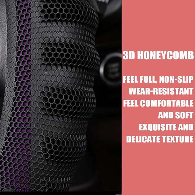 Osilly Car Steering Wheel Cover, Anti-Slip Leather Breathable Comfortable Automotive Steering Wheel Cover Protector Decoration for Men and Women, 15 Inch Universal for SUV, Truck, RV（Purple）