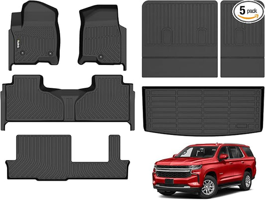 Wailtnb-All Weather Floor Mats & Cargo Liner for 2026 2025-2021 Chevrolet Tahoe & GMC Yukon (8 Seater) (Not fit XL) Custom Fit Tahoe Durable Easy to Clean fit for Tahoe Accessories for Tahoe