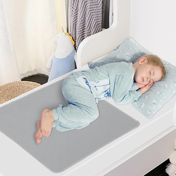 Bed Pads Washable Waterproof(2 Pack, 34 x 36), Washable and Reusable Pee Pads Anti Slip Incontinence Underpad Sheet Protector for Adults, Elderly, Kids, Toddler and Pets, White and Gray