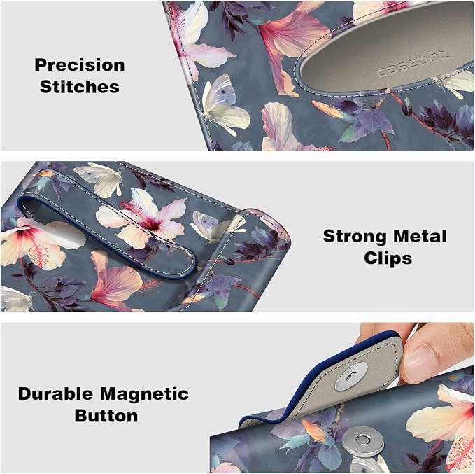 CaseBot Car Visor Tissue Holder, Sun Visor Napkin Holder, Mask Holder for Car, PU Leather Backseat Tissue Box for Truck SUV, Blooming Hibiscus