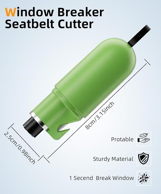 TICARVE 2-in-1 Window Breaker Seatbelt Cutter | Emergency Escape Tool Glass Breaker Keychain Essential Car Safety Hammer for Vehicle Emergencies