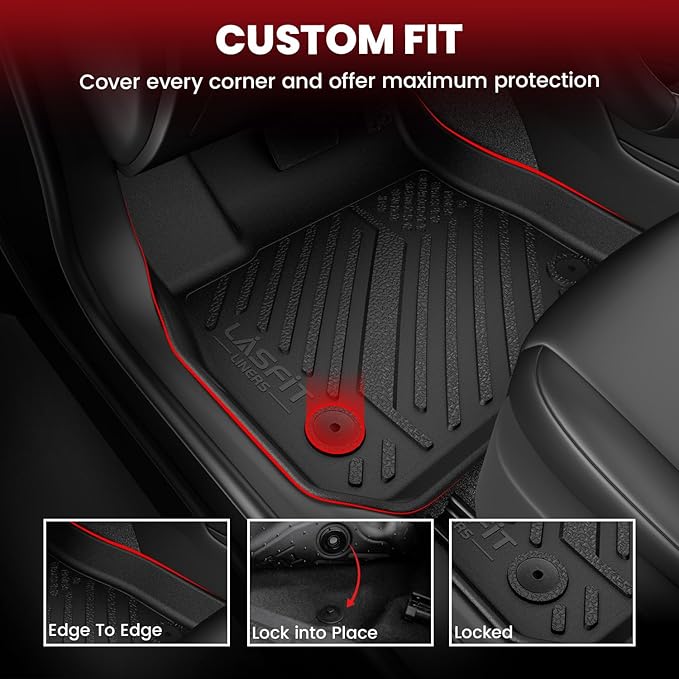 LASFIT Floor Mats & Cargo Mat for Toyota Crown Signia 2025 2026, TPE All Weather Protection Rubber Car Liners Custom Fit for Crown Signia Accessories 1st & 2nd Row & Trunk Mats, Black