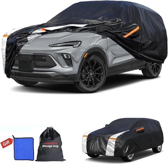 Multi-Layer Car Cover Custom Fit for Buick Encore GX(20192026), 100% Waterproof All Weather for Automobiles, Gift with Towel, Heavy Duty Car Covers for Rain Sun UV Protection with Door Zipper