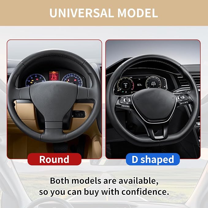 15 Inch Leather Steering Wheel Cover, Automotive Accessories Breathable Anti-Slip Elastic Soft Wheel Protector, Fit for Most SUVs Trucks and RVs (Beige)