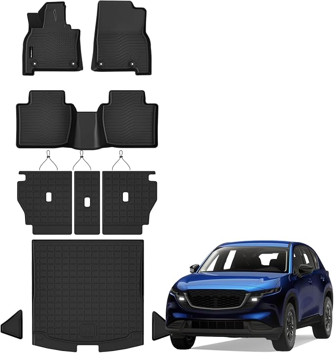 Auxko All Weather Floor Mats Cargo Mat with Backrest Mat for Mazda CX5 2026 CX-5 All Season TPE Accessories Odorless Anti-Slip Floor Liners Trunk Tray with Back Seat Protector