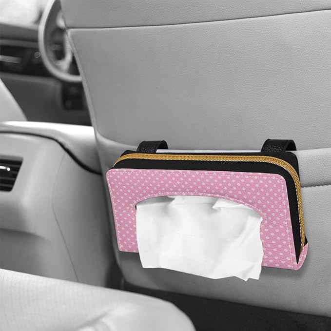 Pink Dots PU Leather Sun Visor Napkin Holder Car Visor Tissue Holder Car Visor Backseat Case Holder Car Visor Backseat Case Holder