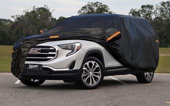Kayme 7 Layers SUV Car Cover Custom Fit for GMC Terrain (2010-2025) Waterproof All Weather for Automobiles, Outdoor Full Cover Rain Sun UV Protection.Black
