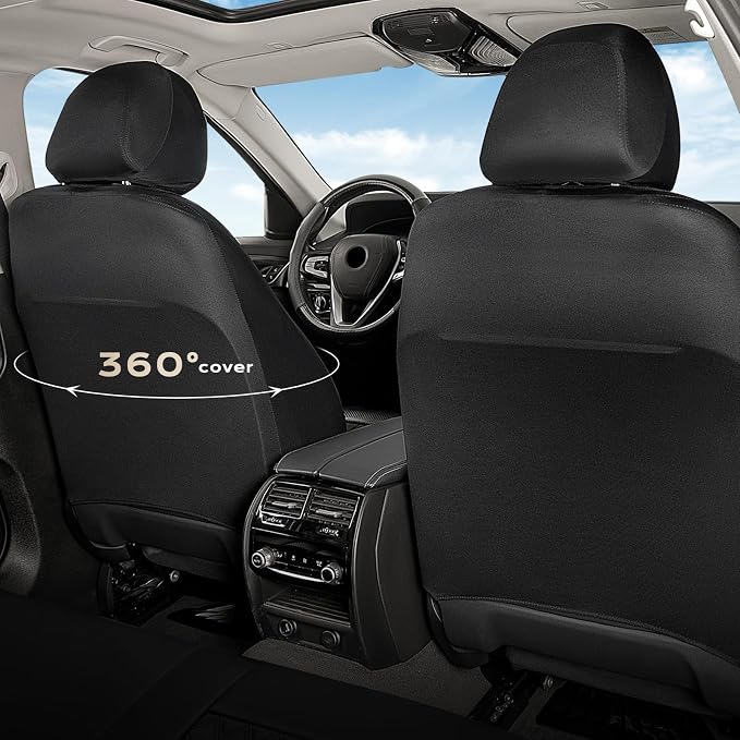 Coverado Car Seat Covers 5 Seats, Luxury Diamond Leather Seat Covers Full Set, Carbon Fiber Textured Design, Durable Waterproof Seat Protectors, Automotive Seat Covers Universal Fit Most Cars, Gray