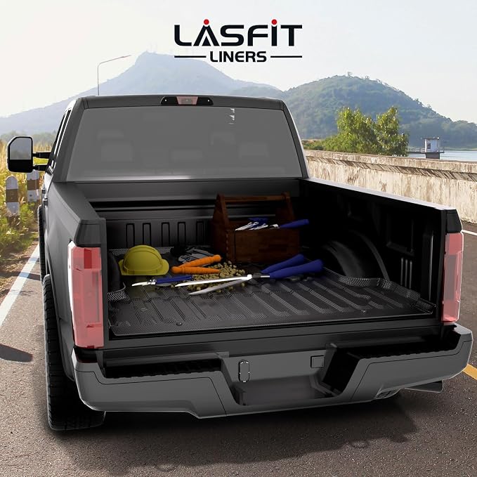 LASFIT Bed Mat 8' for Ford F250/F350/F450 2017-2026 Super Duty | 96" Truck Bed Liner, All Weather TPE Car Bed Mat for F-250 F-350 F-450, 1PC Black