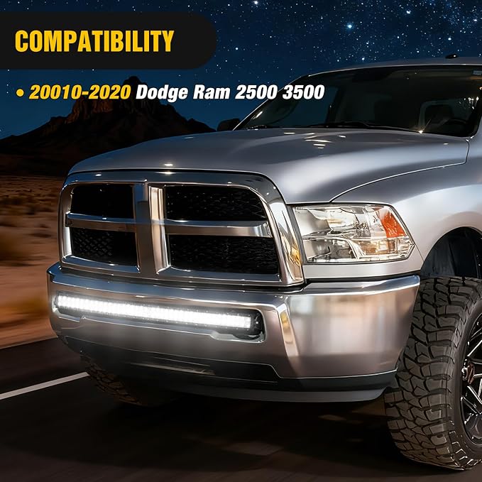 Nilight Front Lower Hidden Bumper Mounting Brackets for 40inch Single Double Row Curved LED Light Bar Compatible with 2010-2020 Dodge Ram 2500 3500