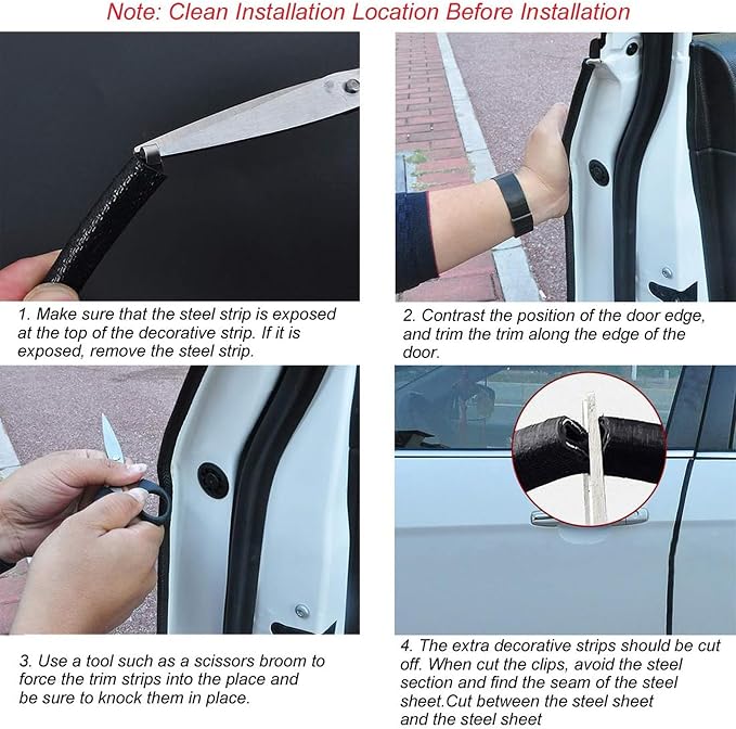 Universal Car Door Guards 66Ft(20M), Rubber U Shape Edge Trim Protection Strip, Black No-Glue Design Fits Most Vehicles
