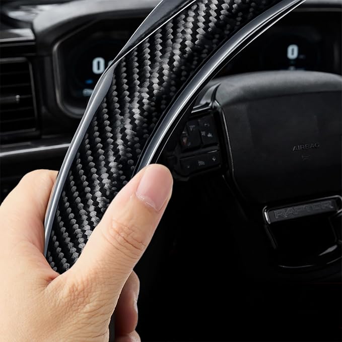 Yangday Leather Steering Wheel Cover for GMC Sierra 1500 2500 3500, 14.5-15 inches Car Steering Wheel Cover with Anti-Slip Massage Particle (Carbon Black)