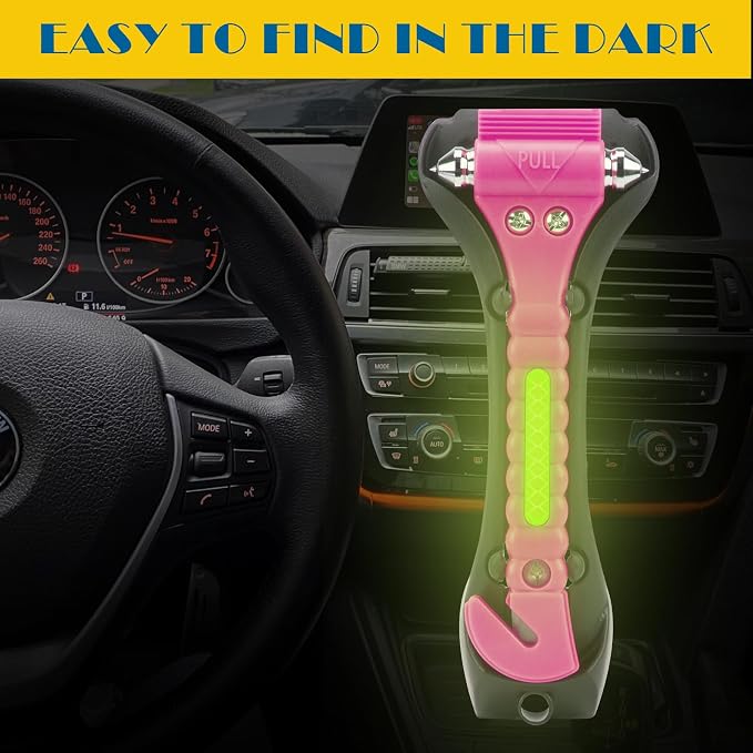 8PCS Car Window Breaker, Pink Window Breaker Seatbelt Cutter, Car Safety Hammer with One Second Emergency Glass Hammer, Safety Emergency Car Escape Tool for Car, Office, Home