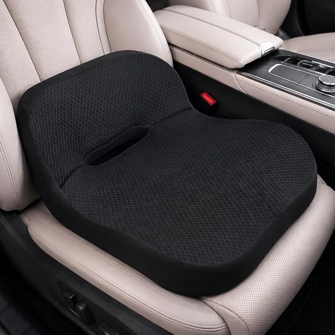 Car Seat Cushion with Integrated Lumbar Support, Memory Foam Pain Relief | Gap-Filling Design, Breathable Mesh Cover, Elevated Seating, Ergonomic Support for Driving Comfort and Long Trips