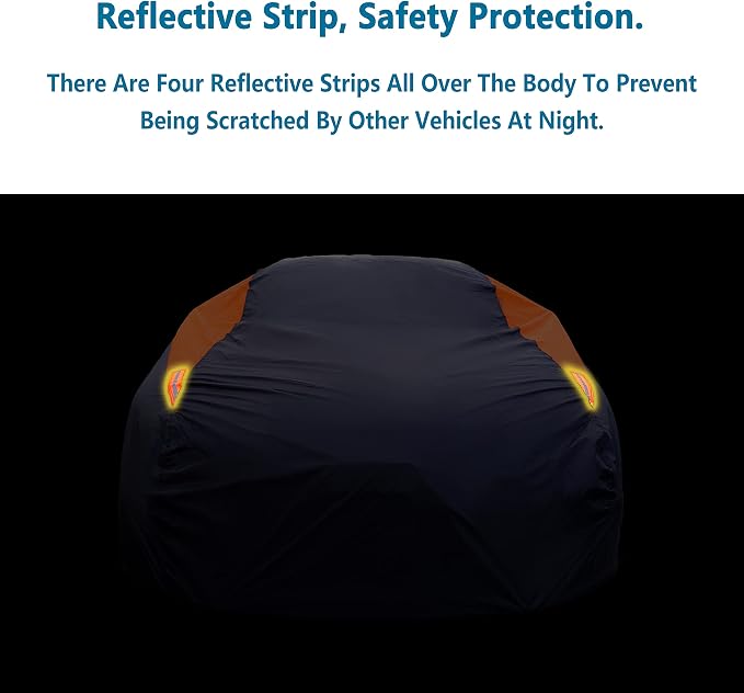 MORNYRAY Waterproof Car Cover All Weather Snowproof UV Protection Windproof Outdoor Full car Cover, Universal Fit for Sedan (Orange, A4-Fit Sedan Length(186-193 inch)