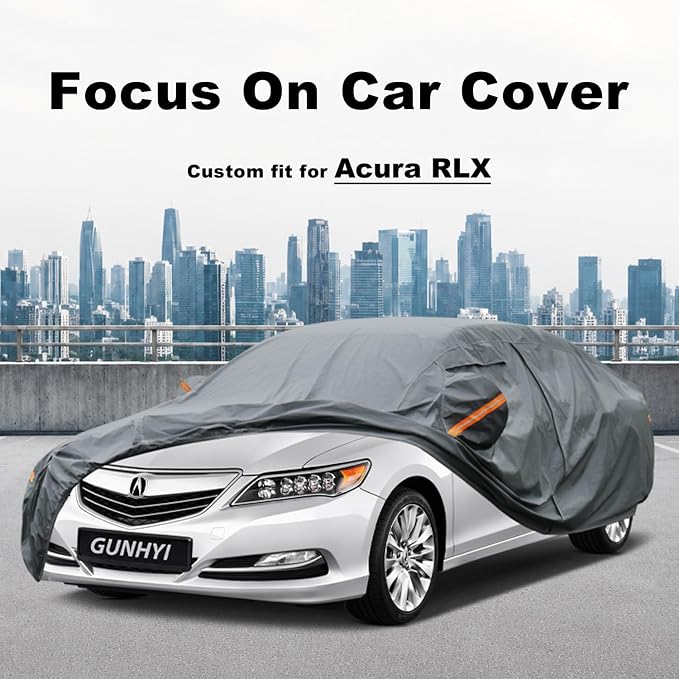 GUNHYI Premium Car Cover Custom Fit Acura RLX, 16 Layers Heavy Duty Car Cover Waterproof All Weather with Zipper Door for Sun Rain Snow Dust Uv Protection