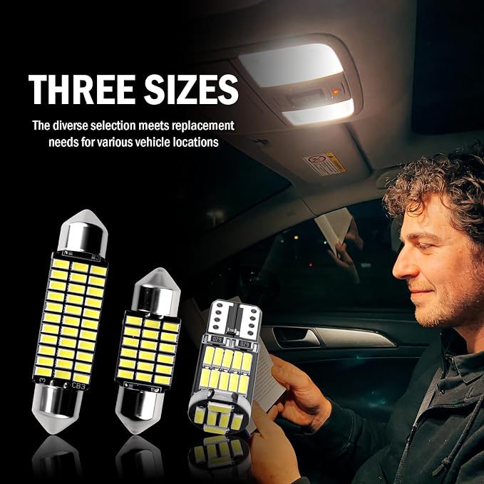 24PCS LED Interior Car Lights Kit,T10/31mm/41mm Car LED Lights Interior Replacement for Map Dome Door Trunk Light,Universal LEDs Light for Cars Interiors Fit for Most Cars/SUVs