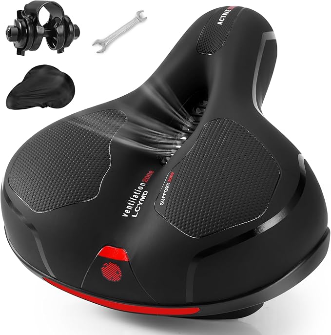 Comfortable Seat Cushion for Men Women with Dual Shock Absorbing Ball Memory Foam Waterproof Wide Bicycle Saddle Fit for Road Bikes